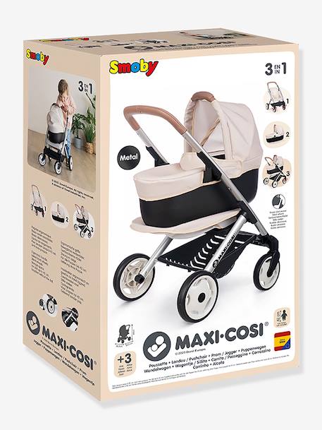 3-in-1 Maxi Cosi Pushchair with Carrycot - SMOBY beige+pale pink 