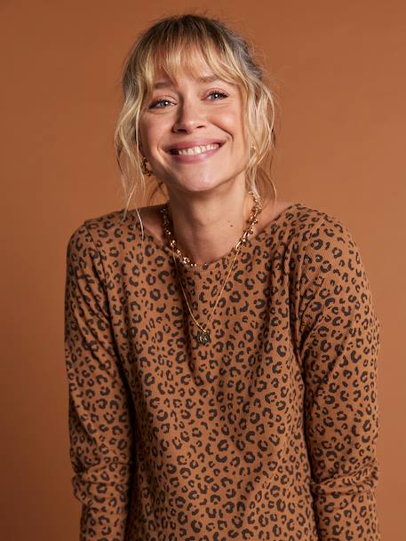 Leopard Print T-Shirt for Maternity, ENVIE DE FRAISE beige 