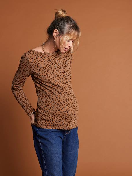 Leopard Print T-Shirt for Maternity, ENVIE DE FRAISE beige 
