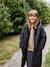 Long Lightweight Jacket with Hood & Faux Fur Lining, for Girls black+khaki 
