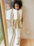 Set of 3 dress + sherpa cardigan + girls tights olive 