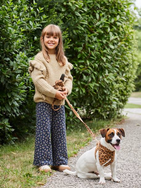 Frilly Cable Knit Jumper for Girls golden beige 