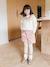 Girl's velvet paperbag shorts rosy 
