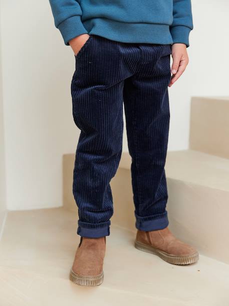 Corduroy Trousers, Easy to Slip On, for Boys beige+navy blue+slate blue 