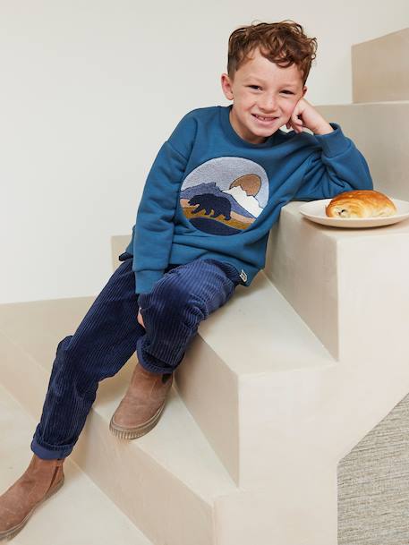 Corduroy Trousers, Easy to Slip On, for Boys beige+navy blue+slate blue 