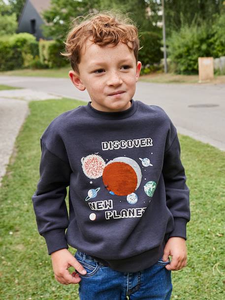 Sequinned 'Planets' Sweatshirt for Boys anthracite 