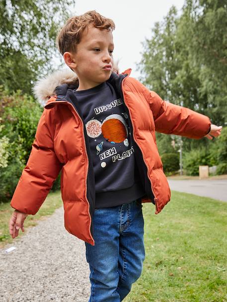 Fleece-Lined Lightweight Jacket, with Mittens or Gloves amber+fir green 