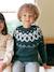 Jacquard Knit Jumper, Round Neckline, for Boys green+slate blue 