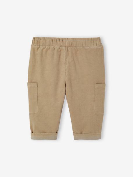 Lined Corduroy Combat Trousers for Babies anthracite+khaki 