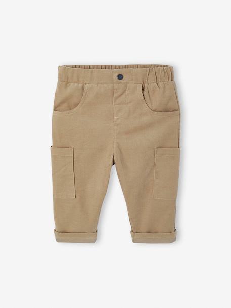 Lined Corduroy Combat Trousers for Babies anthracite+khaki 