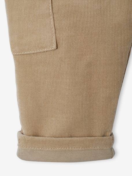 Lined Corduroy Combat Trousers for Babies anthracite+khaki 