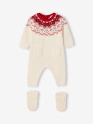 -Knitted 2-Piece Christmas Set: Jumpsuit + Socks
