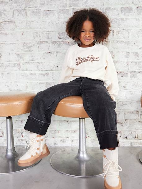 Sweatshirt with 'Brooklyn' Zebra Print for Girls ecru 