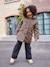 Leopard Print Wool Blend Hooded Coat for Girls brown 