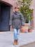 Romantic Hooded Parka for Girls green+navy blue 