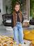 Leopard Print Waistcoat in Sherpa brown+ecru 