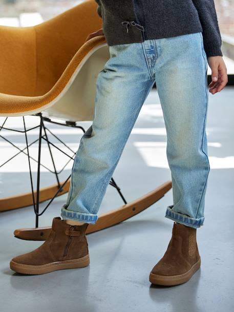 Mom Fit Jeans for Girls light blue+medium blue 
