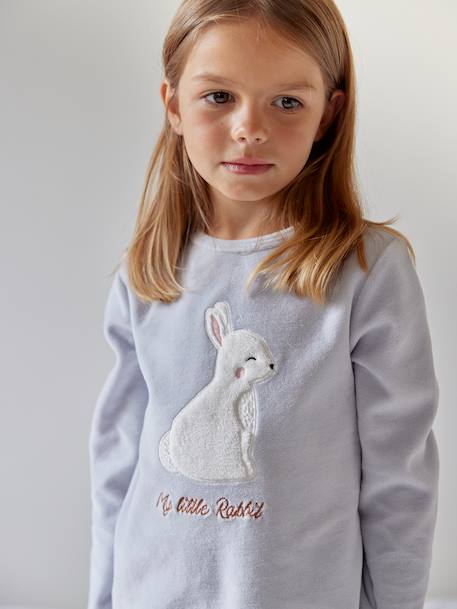 Rabbit Velour Pyjamas for Girls sky blue 