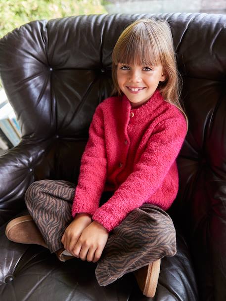 Bouclé Cardigan for Girls fuchsia 