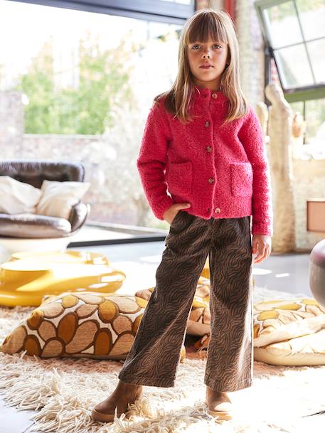 Wide-leg paperbag leopard print trousers for girls beige+chocolate+multicoloured+vanilla 
