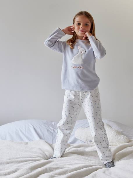 Rabbit Velour Pyjamas for Girls sky blue 