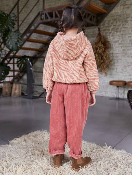 Hooded Sherpa Sweatshirt for Girls ecru+rosy 
