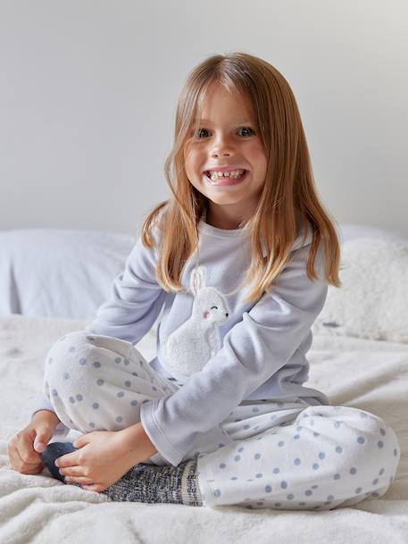 Rabbit Velour Pyjamas for Girls sky blue 