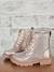 Lace-up and zipped ankle boots for children, nursery collection gold 