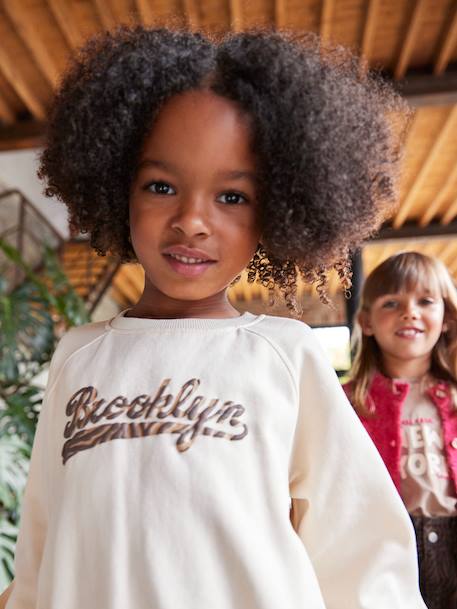 Sweatshirt with 'Brooklyn' Zebra Print for Girls ecru 