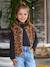 Leopard Print Waistcoat in Sherpa brown+ecru 