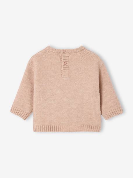 Knitted baby jumper with 3D bow rosy 
