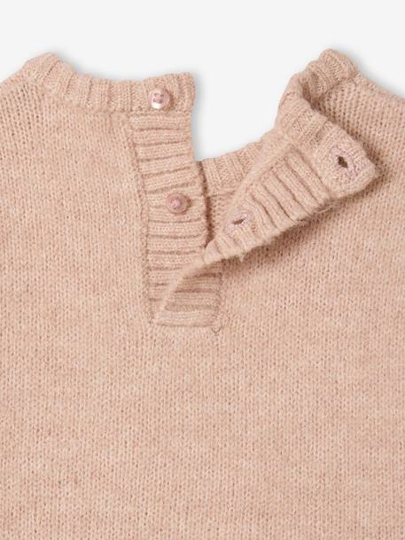 Knitted baby jumper with 3D bow rosy 