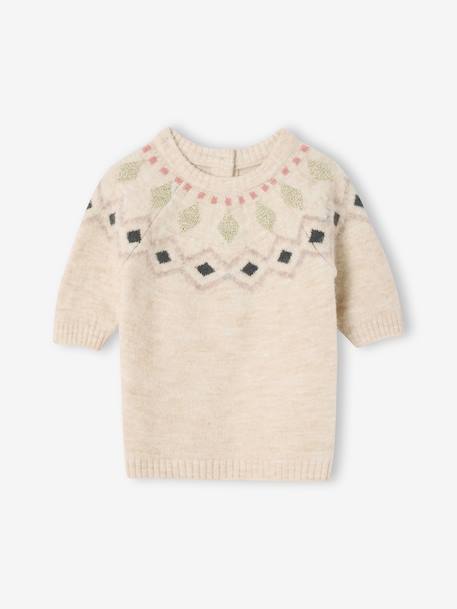 Baby dress in jacquard knit vanilla 