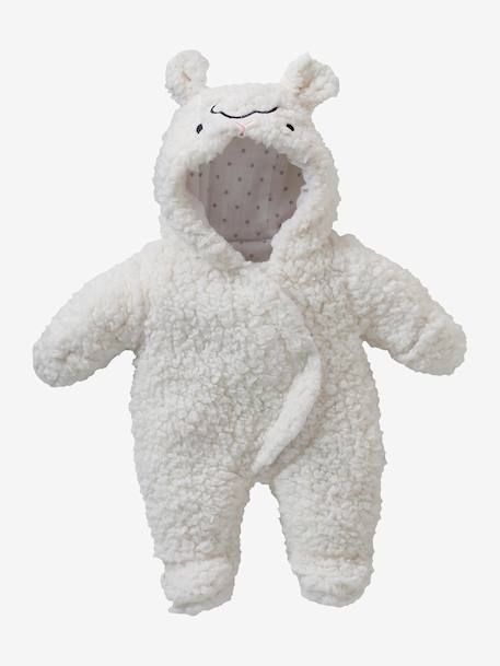 Sherpa pramwsuit for baby dolls white 