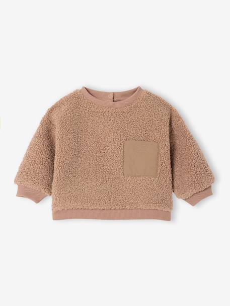 Sherpa sweatshirt for babies green+pecan nut 