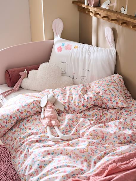 Children's Duvet Cover + Pillowcase Set, LAPIN ROMANTIQUE White/Print 