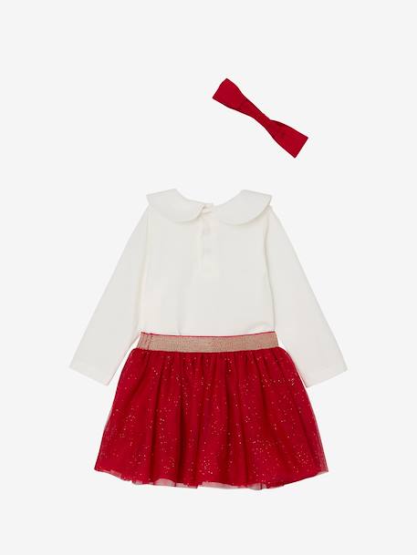 Baby girl set T-shirt skirt band for head accessories for hair Christmas gift box red 