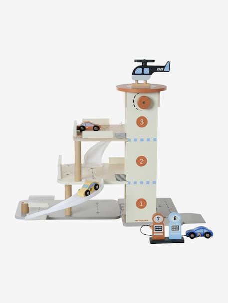 3-level garage with lift in FSC®100% wood white 