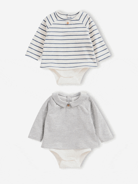 Pack of Two 2-in-1 Bodysuits for Newborns marl grey 
