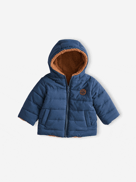 Reversible Hooded Lightweight Jacket for Girls navy blue 