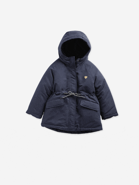 Hooded 3-in-1 Parka + Lightweight Jacket for Girls dusky pink+navy blue 