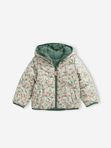 Reversible Lightweight Jacket for Girls emerald green+sage green 