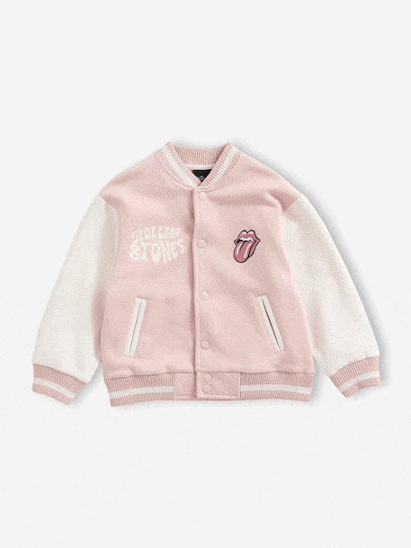 Rolling Stones bomber jacket for girls pale pink 