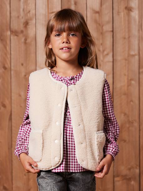 Sleeveless Sherpa Jacket for Girls blush+plum+vanilla 