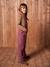 Wide-Leg Fleece-Effect Corduroy Dungarees for Girls fir green+mauve 