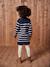 Knitted Striped Dress for Girls ecru+navy blue 