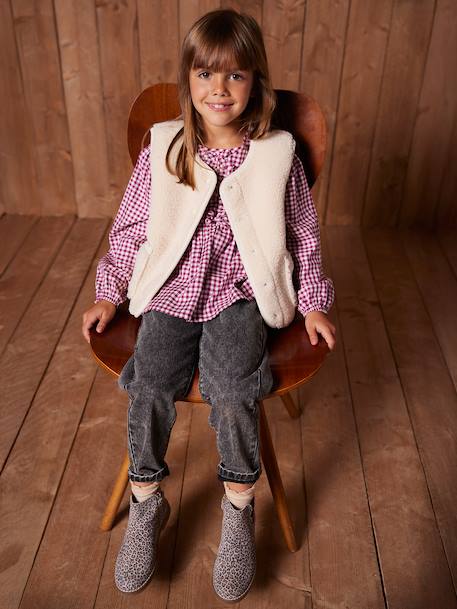 Sleeveless Sherpa Jacket for Girls blush+plum+vanilla 