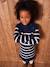 Knitted Striped Dress for Girls ecru+navy blue 