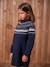 Knitted Jacquard Dress for Girls ecru+navy blue 
