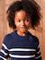 Knitted Striped Dress for Girls ecru+navy blue 